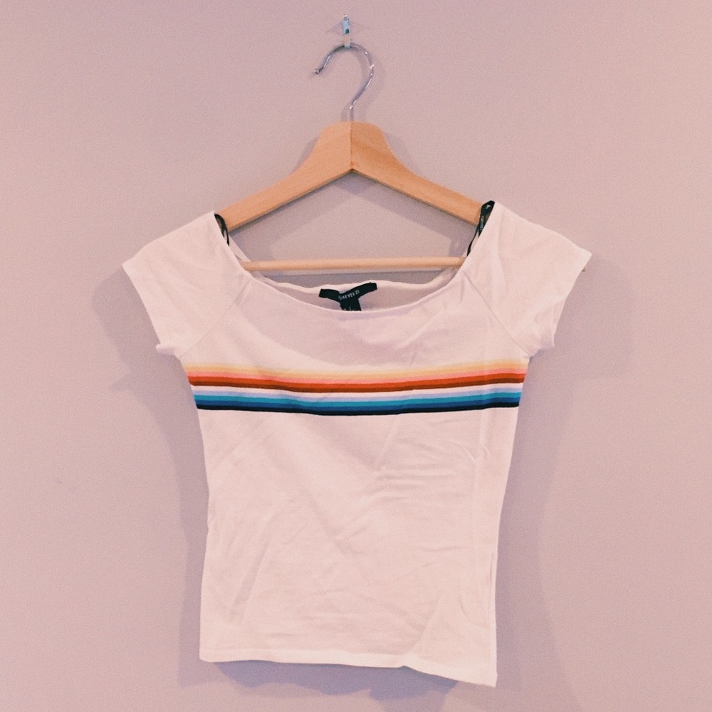 f21 rainbow striped top